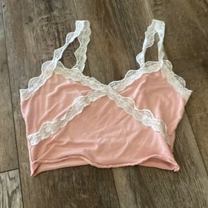 Pink laced crop top